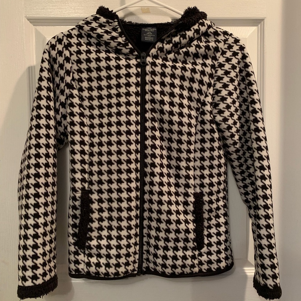 Girls Houndstooth Fleece Sweater Size L 10/12
